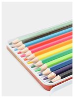 Карандаши цветные BRAUBERG "Star Patrol", 12 цв., заточенные, металлическая упаковка, 180543