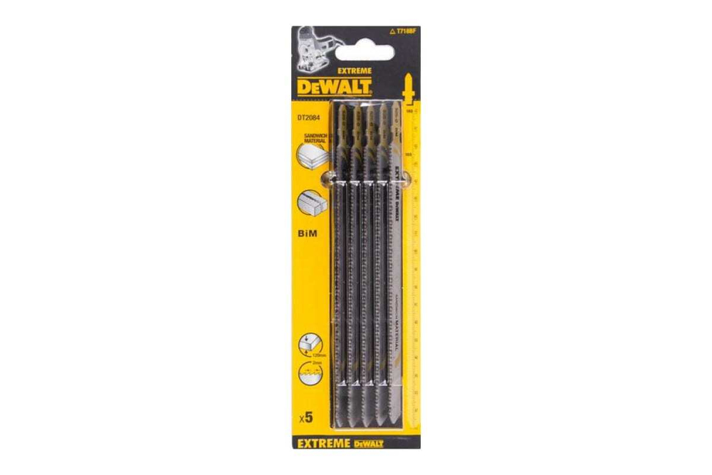 Пилки по металлу BIM (180х148 мм, шаг 2 мм, T718BF, 5 шт.) DEWALT DT2084