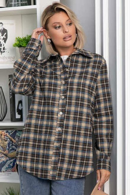 Рубашка Денни (бежево-коричневая) Б14136-7М LT Collection