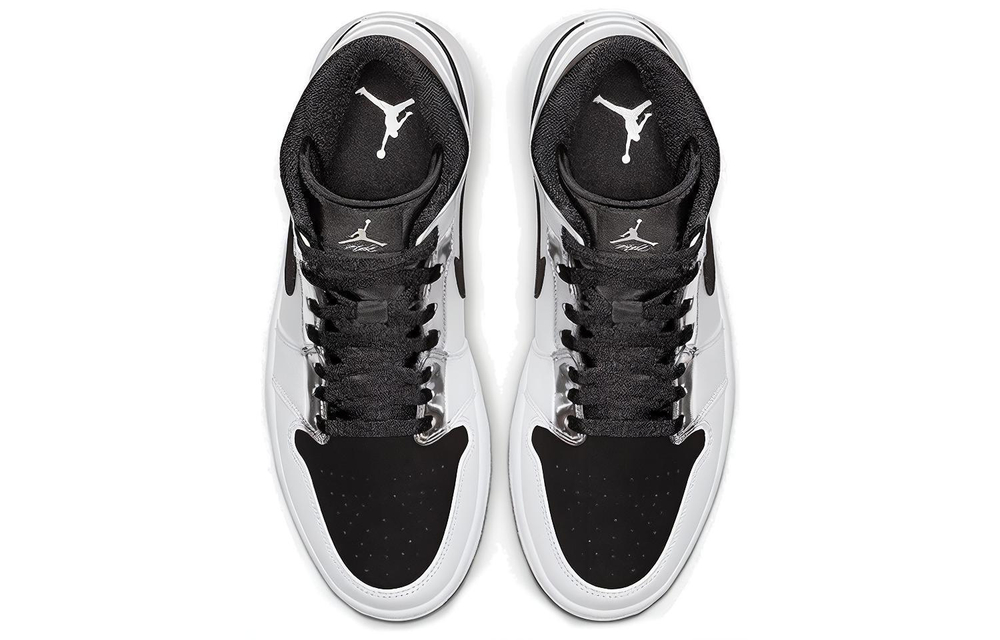 Jordan Air Jordan 1 Mid Little Leonard wear-resistant mid-top retro basketball shoes men's black and white silver