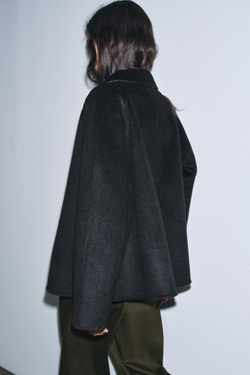 ZARA КУРТКА ИЗ СМЕСОВОЙ ШЕРСТИ — ZW COLLECTION, ЧЕРНЫЙ