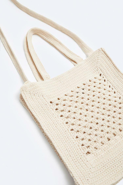 ZARA МЯГКАЯ ТКАНАЯ СУМКА-ТОУТ, КОСТЯНОЙ БЕЛЫЙ