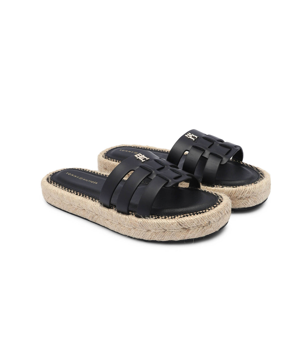 Кожаные шлепанцы Tommy Hilfiger - черный(FW0FW07745)