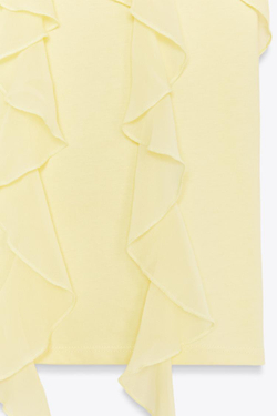 ZARA ФУТБОЛКА С ВОЛАНАМИ С ПЕРЕДИ, ЖЕЛТЫЙ