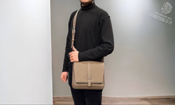 Сумка через плечо Hermes вертикальный мессенджер серо тауповый