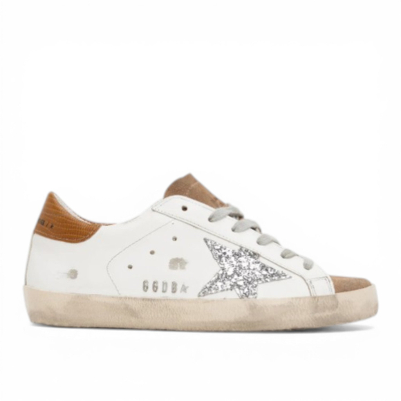 Кеды Golden Goose White & Tan Super-Star Sneakers