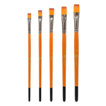 Кисть для рисования Basir художественная, нейлон, плоские, № 2,4,6,8,10, набор из 5 шт, оранжевый корпус