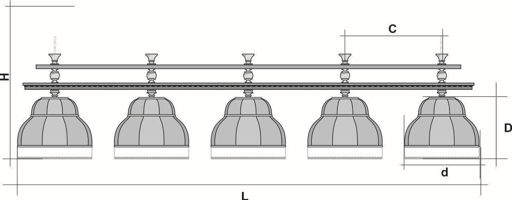 Лампа Президент Сильвер 5 плафонов - ясень