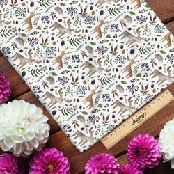 Ткань сатин лось олень детские иллюстрации