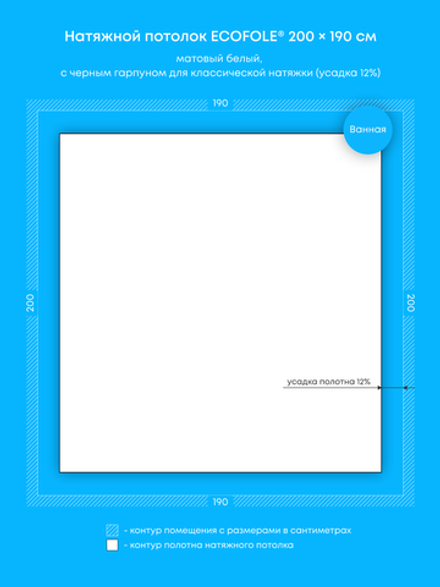 Матовый натяжной потолок 3.8 м2