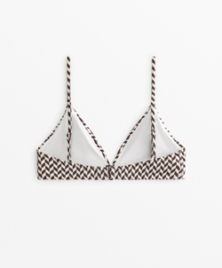 OYSHO Треугольный топ бикини в елочку, темно-коричневый