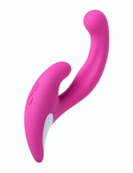 Розовый эргономичный вибратор для двойной стимуляции JOS JAVI - 22 см. (Цвет: розовый)