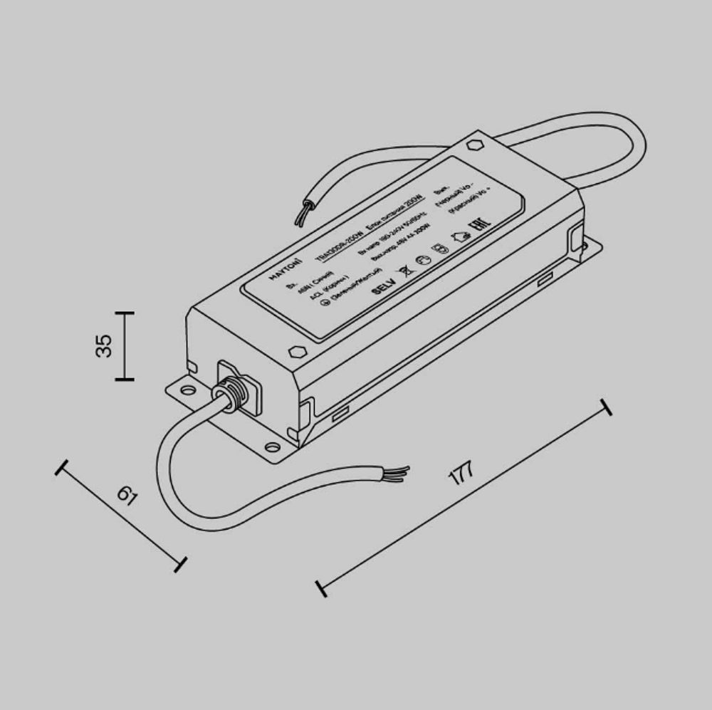 Блок питания Maytoni Technical Power Supply Radity Parity 48V 200W TRA130DR-200W