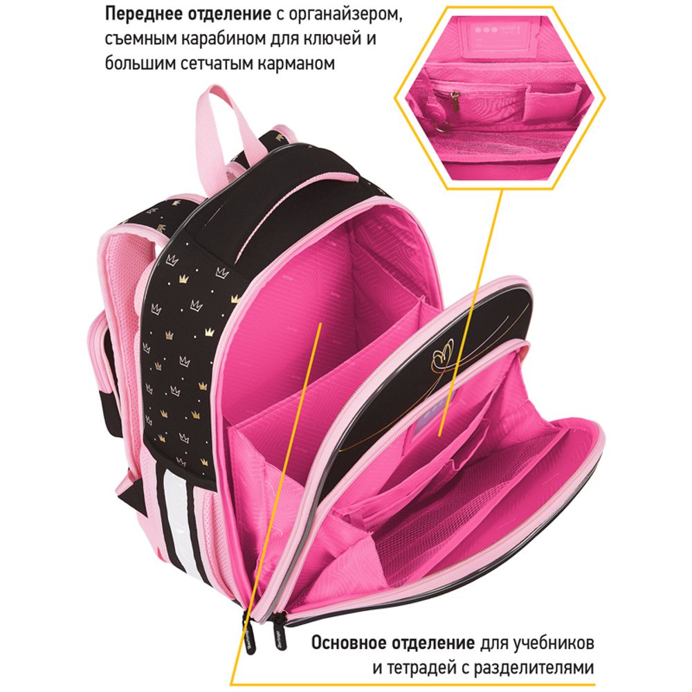 Ранец Berlingo Expert Plus Like a princess 38х29х15см, 2 отд., с анатомической спинкой