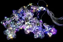 Гирлянда бахрома Звезда 3*0,7*0,5 м., 10 разноцветных LED ламп, прозрачный провод, Winner (m.02.4T.10L-8Star)