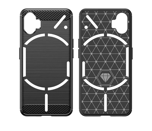 Защитный чехол синего цвета в стиле карбон на Nothing Phone (1), мягкий отклик кнопок, серия Carbon от Caseport