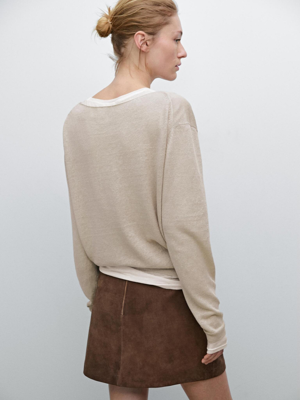 Massimo Dutti Свитер из 100% льна, песочный