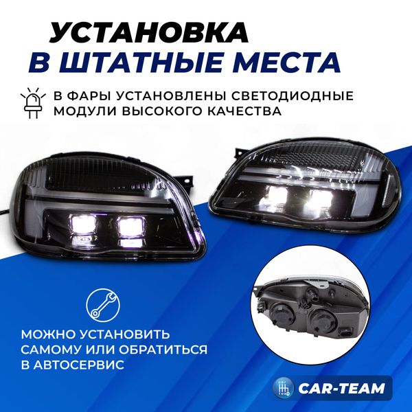 Фары Шевроле Нива передние "BestPartner" в стиле AUDI с 4-мя Bi-LED модулями и ДХО с плавающими поворотниками