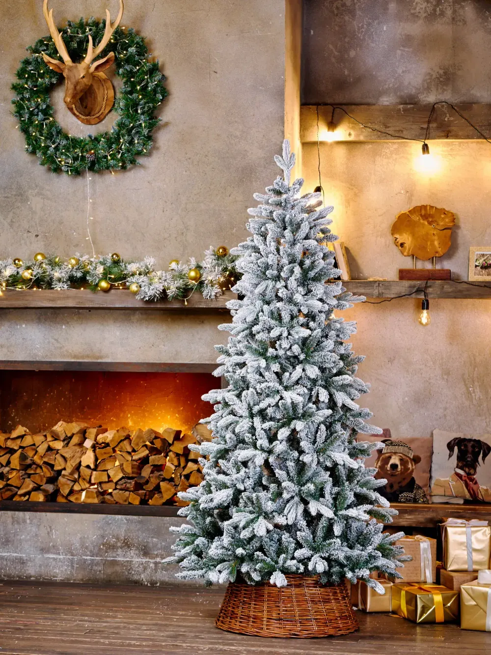 Заснеженная елка «Bourget» Бурже (Литая+пвх) 180 см / 1,8 м