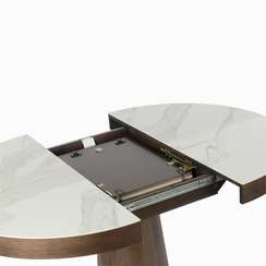 Раздвижной обеденный стол Plinto Ø110-150 см, белая керамика