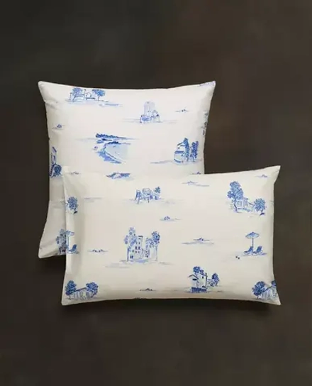 ZARA HOME НАВОЛОЧКА С УЗОРОМ, СИНИЙ