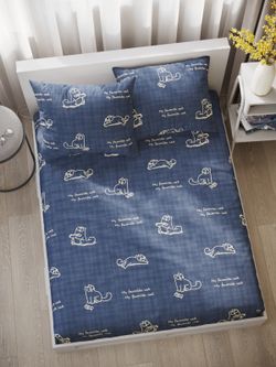 Постельное белье поплин Сказка "Котики Грей" евро Наволочка 50х70 см 2 шт Простынь 240x215 см Пододеяльник 200x215 см