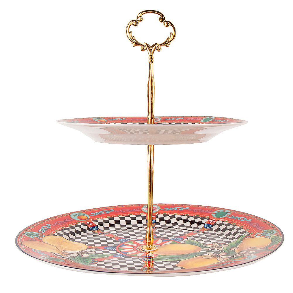 Фруктовница 2-х ярусная "Sicilia Limone" d=27/19см h=24,5см (фарфор) (подарочная упаковка)