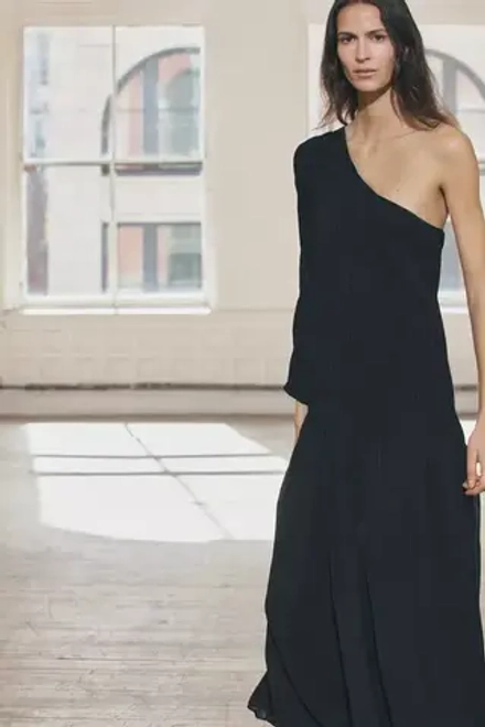ZARA ПЛАТЬЕ АСИММЕТРИЧНОГО КРОЯ — ZW COLLECTION, ЧЕРНЫЙ
