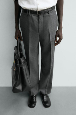 ZARA БРЮКИ STRAIGHT FIT КОМФОРТ, СЕРЫЙ МЕЛАНЖ