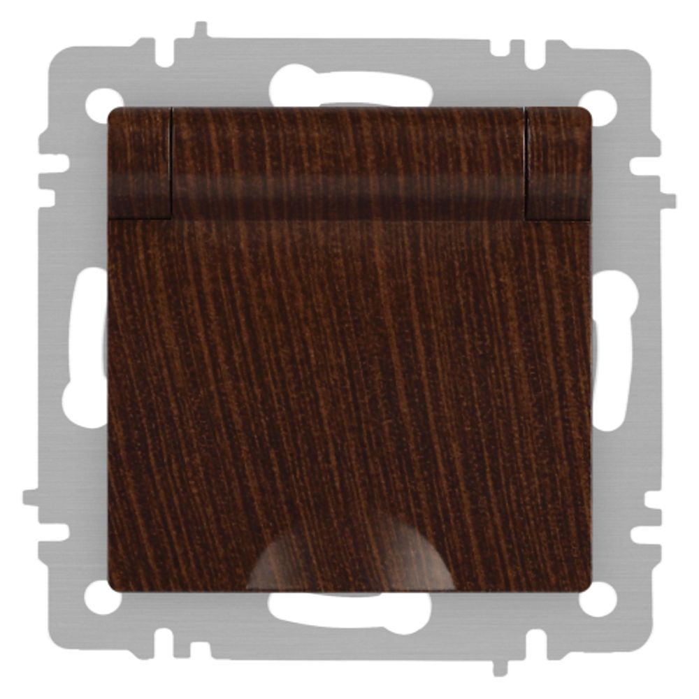 Розетка Intro Accent 6-203-10 с заземлением 2P+E Schuko с крышкой 16А-250В IP20 СУ AL/CU венге