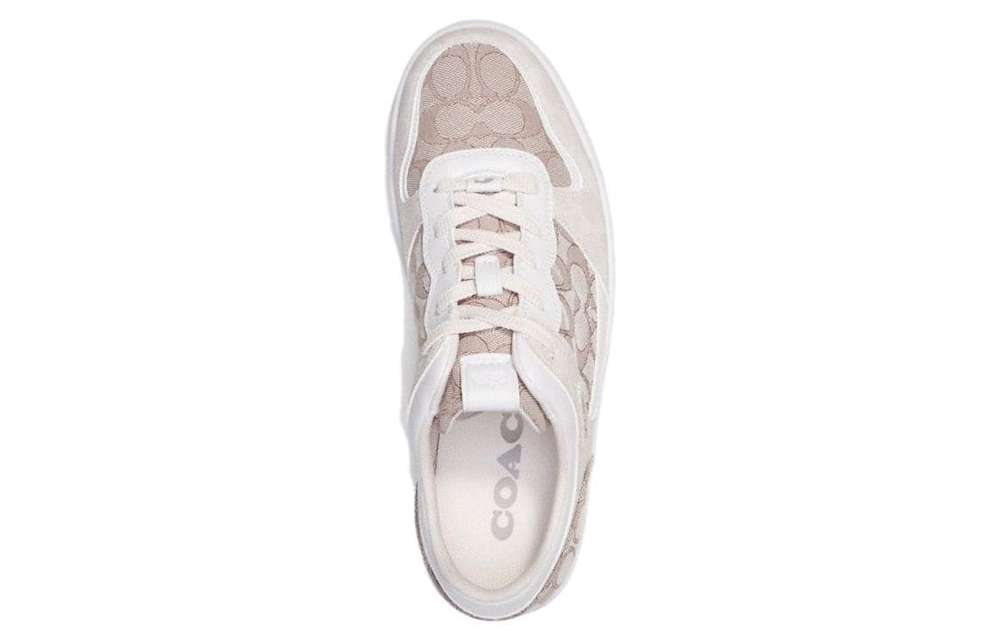 COACH Coach C201 leather round toe lace-up low-top sneakers men's white