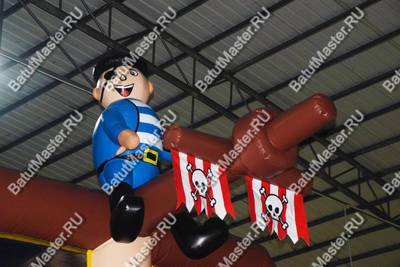 Большой батут-горка "Пиратский корабль 2" с пушками