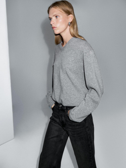 Massimo Dutti Джинсы со средней посадкой и широкими штанинами, черный