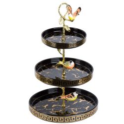 Блюдо 3-х ярусное "Черный  " 25*25*39 см (подарочная упаковка)
