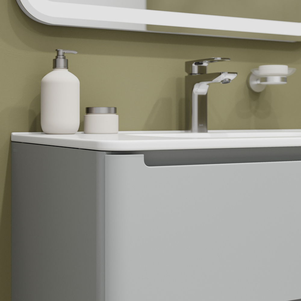 Тумба с умывальником IDDIS Edifice, подвесная, 80 см, светло-серый, EDI80L0i95K