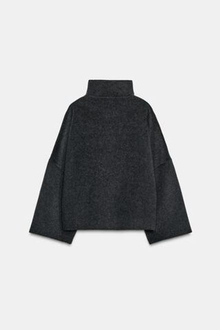 ZARA КУРТКА С ШЕРСТЬЮ — ZW COLLECTION, ТЕМНО-СЕРЫЙ