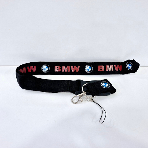 BMW (чёрный) Люкс / Брелок, шнурок для ключей на шею BMW (БМВ), ланъярд, крафт, чёрный (1 шт)