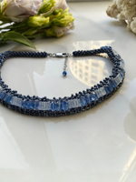 Чокер/стойка ручной работы из бисера и камня Кианит