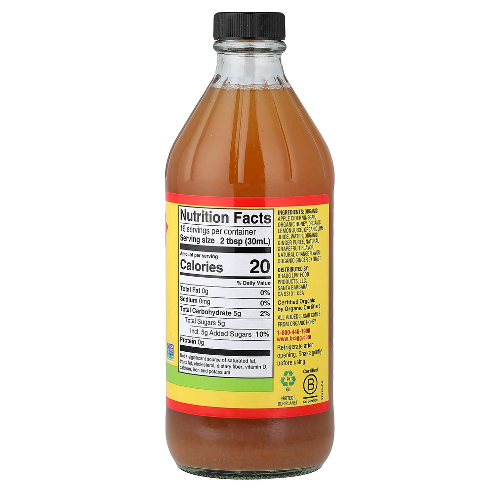Bragg, органический яблочный уксус с цитрусом и имбирем, 473 мл (16 жидк. унций)