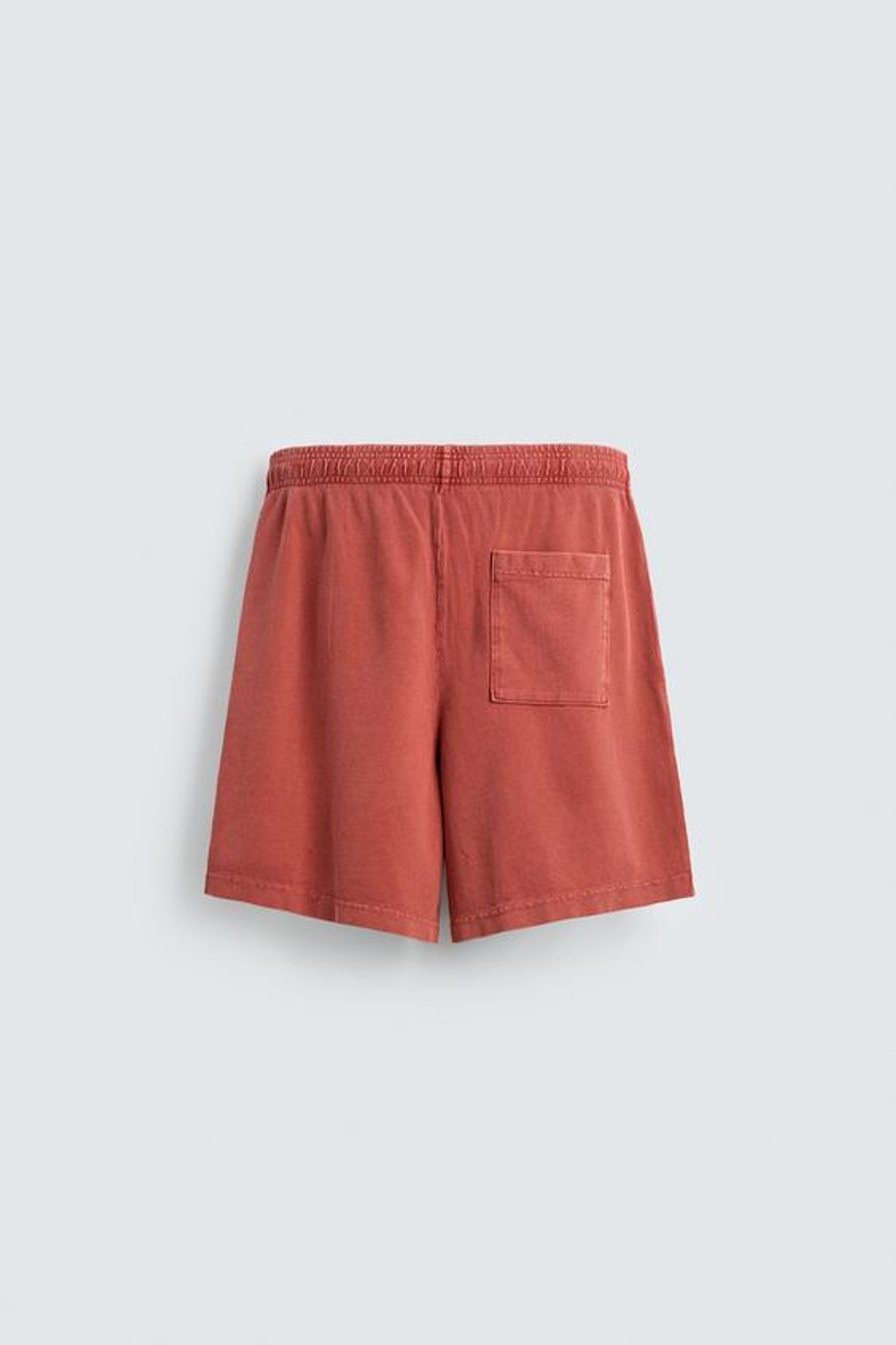 ZARA ШОРТЫ С ВАФЕЛЬНОЙ ФАКТУРОЙ И ЭФФЕКТОМ ПОТЕРТОСТИ, КРАСНЫЙ