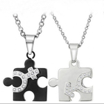 Парные кулоны подвески для влюблённых "Пазл" Steelman pu00164 из стали с цирконами