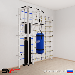Шведская стенка Sv Sport 58630 (Турник стандарт/Брусья/Скамья/Канат/Трапеция/Цепь/Мешок 30кг/Канатный лаз)