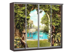 Шкаф купе Модерн 2362х600 4-х дверный 4-х секционный фотопечать №3 венге