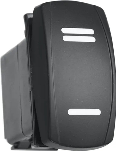 Переключатель РИФ ВКЛ/ВЫКЛ/ВКЛ, белая подсветка, ДВЕ ЛИНИИ