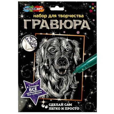 Гравюра серебро 18*24см "Ретривер" SCRATCH-SLV-DOGGY (Мультиарт)