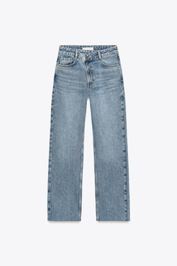 ZARA ДЖИНСЫ Z1975 STRAIGHT LEG HIGH WAIST, ВЫЦВЕТШИЙ СИНИЙ