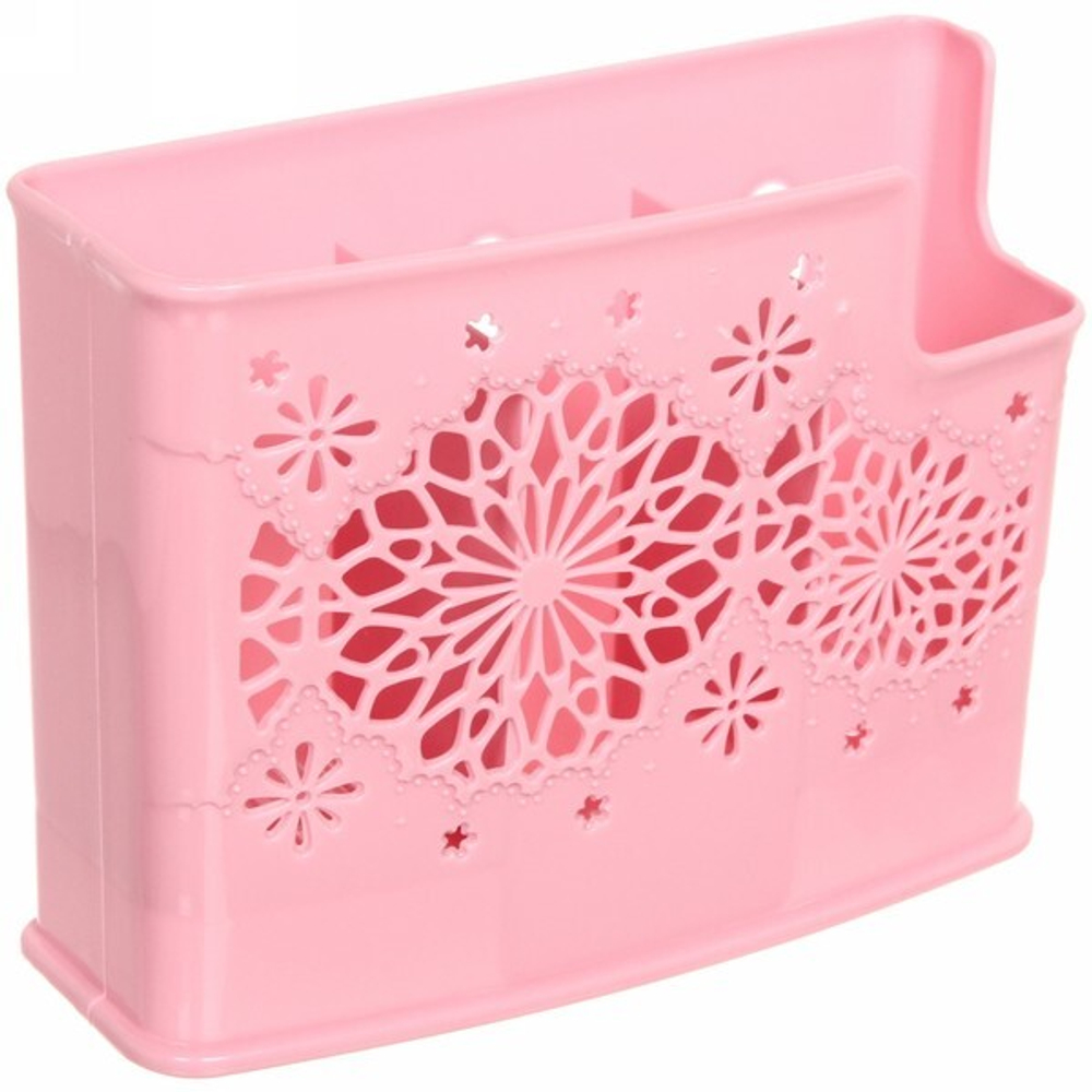 Подставка для столовых приборов «Цветы» 19*7*14.5см пластиковая, 3 секции