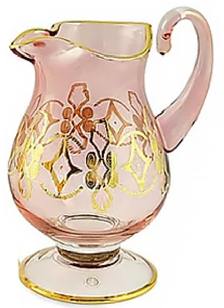 Migliore De Luxe Кувшин Venezia, хрусталь розовый, декор золото 24К, 1.5л 27см