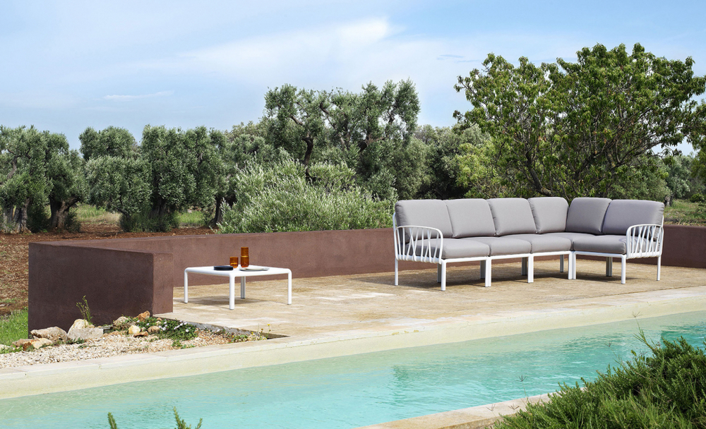 Модуль угловой пластиковый с подушками Nardi Komodo Elemento Angolo, белый, серый