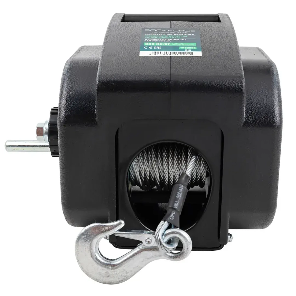Лебедка электрическая автомобильная 12В, 300W, 900кг (крепление за ''фаркоп'', стальной трос-10м) RockForce##Rock FORCE RF-TRC9202 BIG